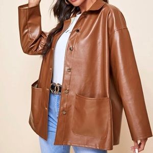 SHEIN PU Leather Coat